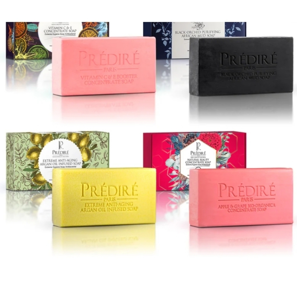 NIB $140 4pc Predire Paris Luxury Soap Collection Anti-Bacterial Soap